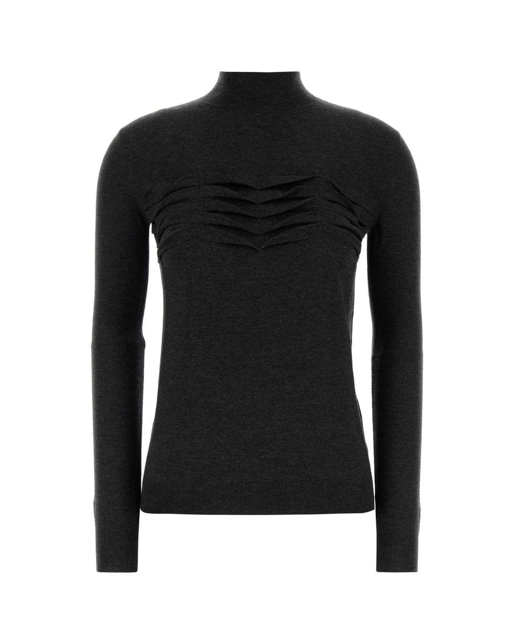 Jil Sander Black Charcoal Wool-Cashmere Blend Sweater
