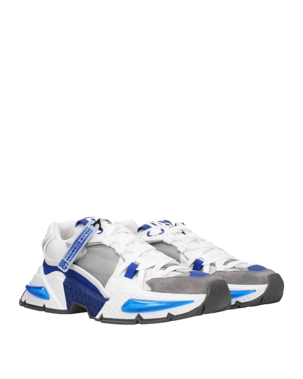 Dolce & Gabbana Blue Dolce&Gabbana Sneakers Uomo Tessuto Bianco/Blu Elettrico for men