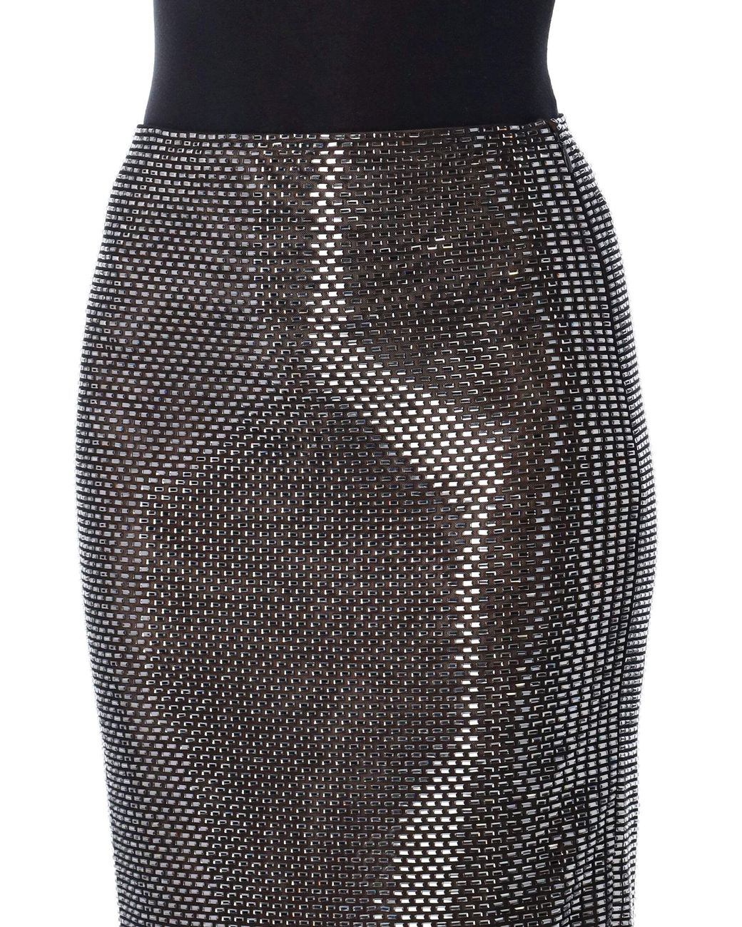 Self-Portrait Black Rhinestone Midi Skirt