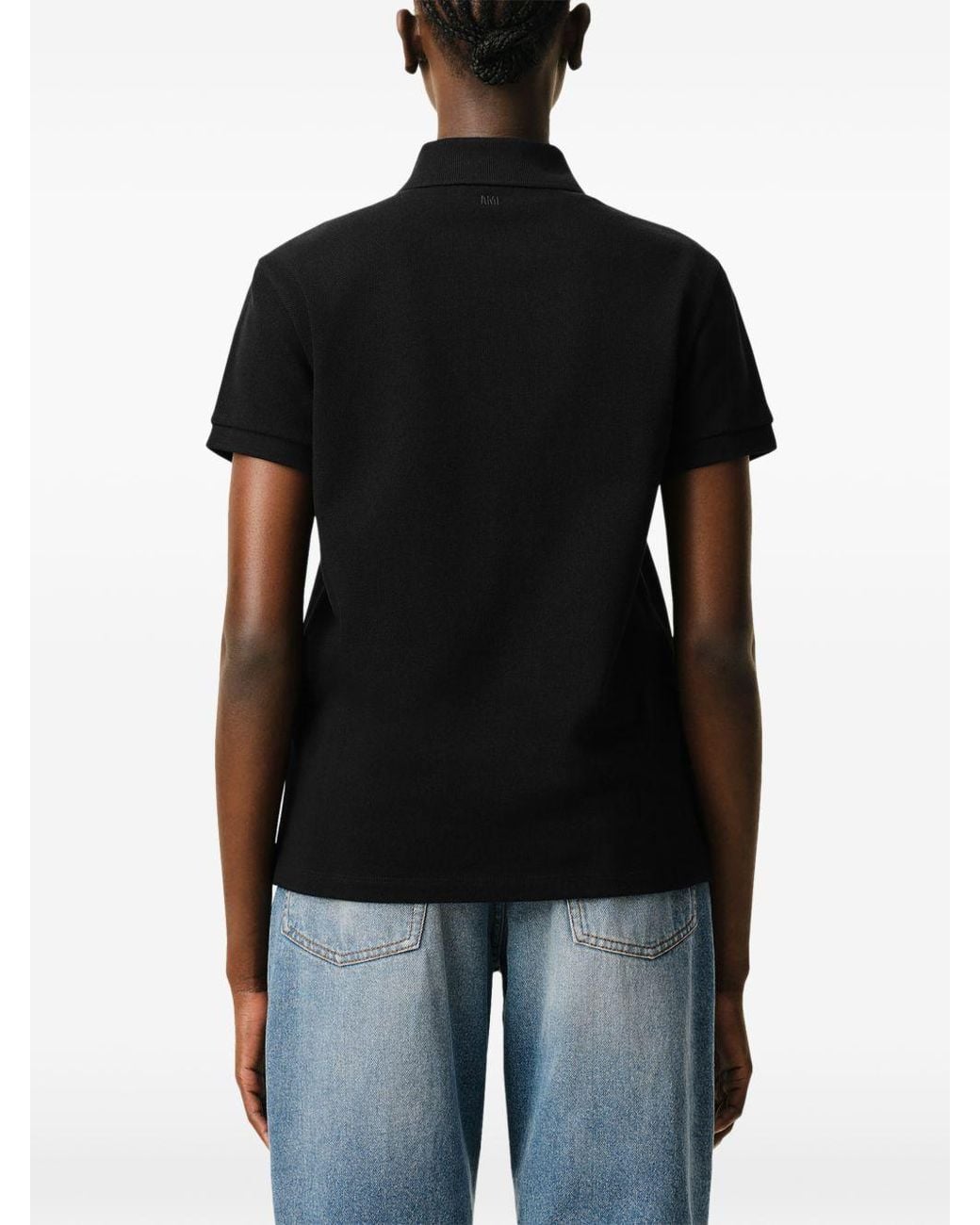 AMI Black Ami De Coeur Cotton Polo Shirt