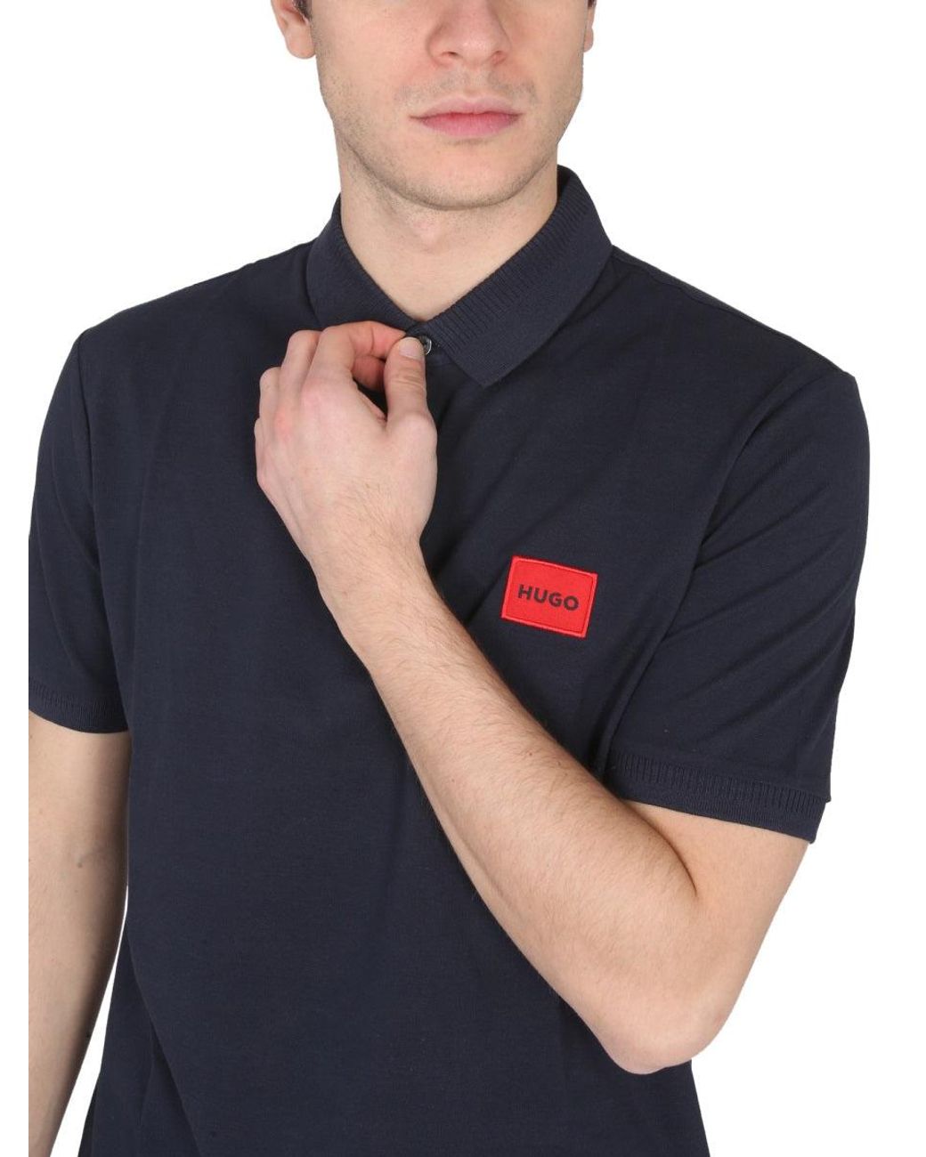 HUGO Blue Polo Con Patch Logo