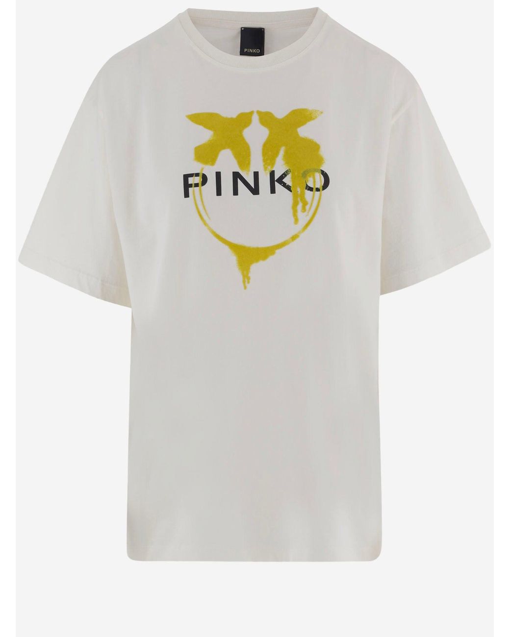 Pinko Gray Cotton T Shirt With Logo Print