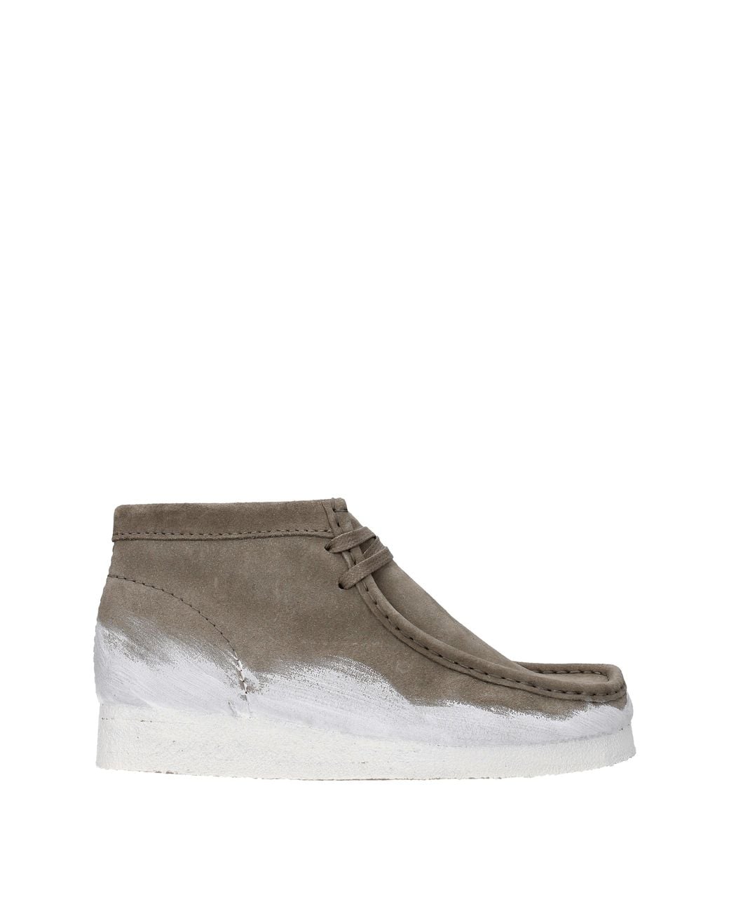 Clarks Gray Stivaletti Wallabee Uomo Camoscio Grigio/Bianco for men