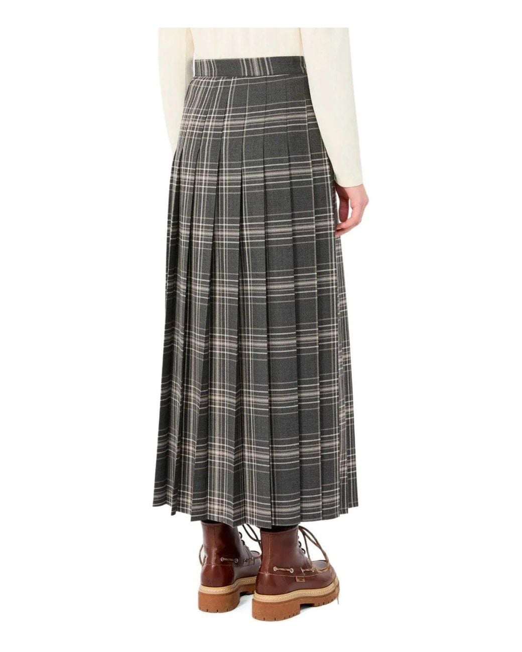 Weekend by Maxmara Gray Prisma Tartan Skirt
