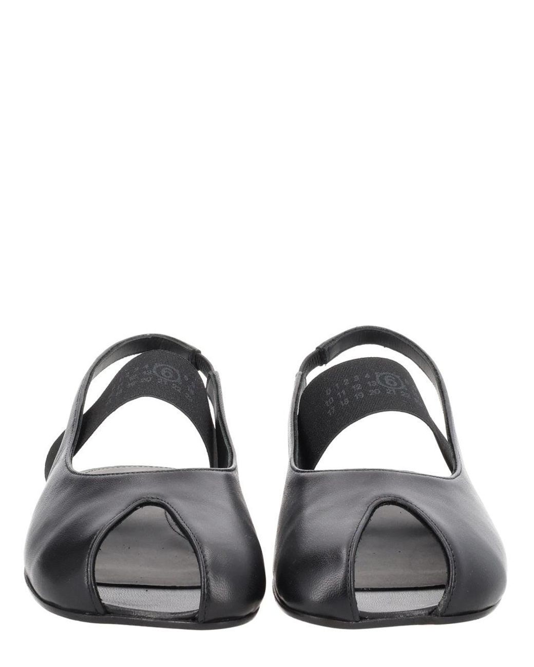 MM6 by Maison Margiela White Leather Slingback Flat Shoes