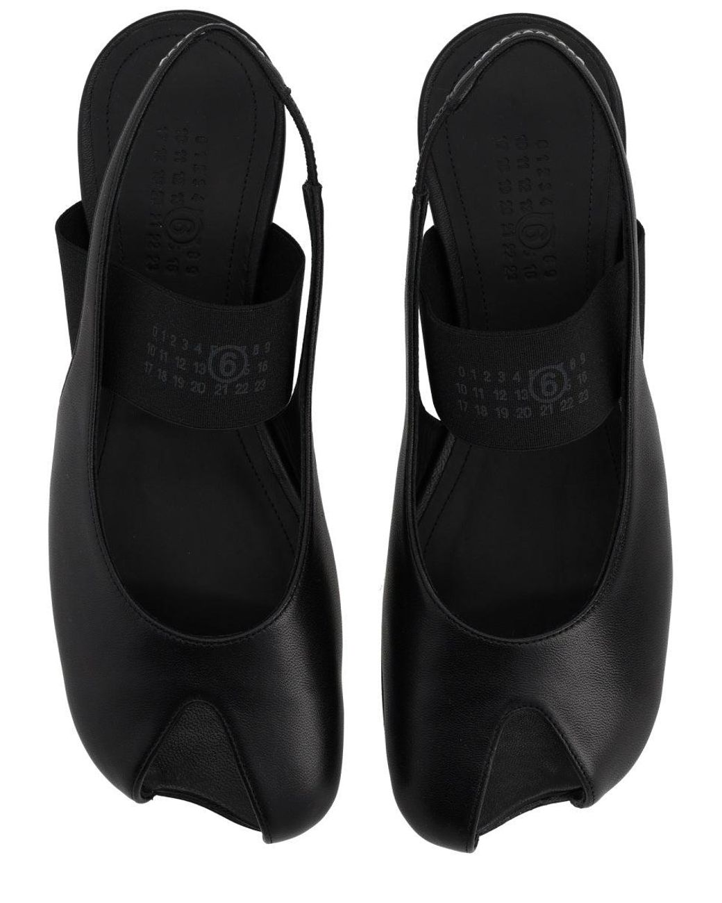 MM6 by Maison Margiela White Leather Slingback Flat Shoes