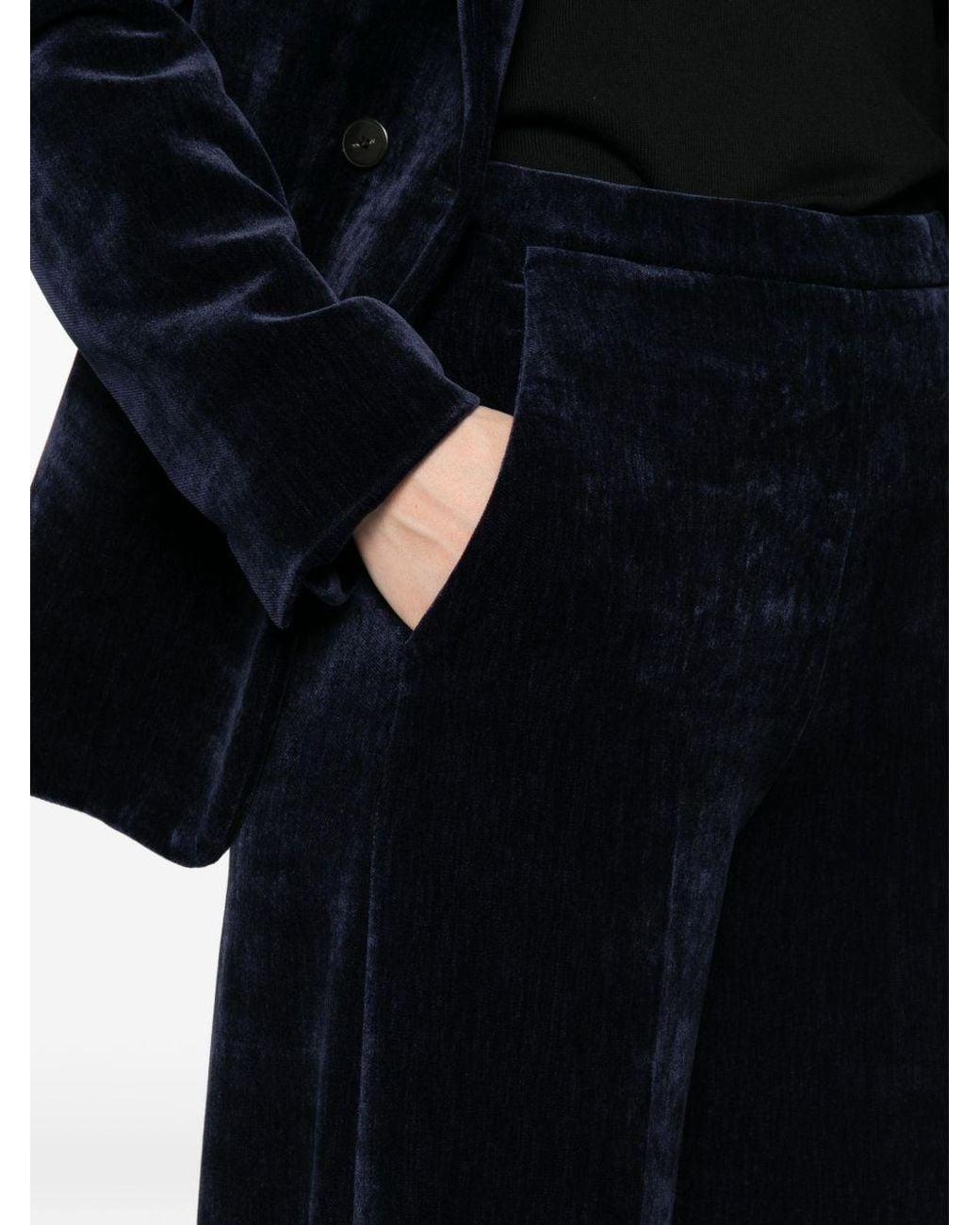 Forte_forte Blue Velvet High-Waisted Trousers