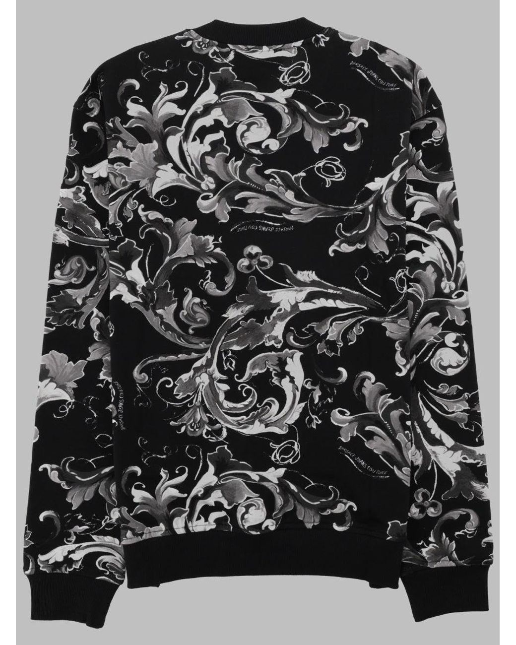 Versace Jeans Couture Black Baroque Print Crewneck Sweatshirt for men