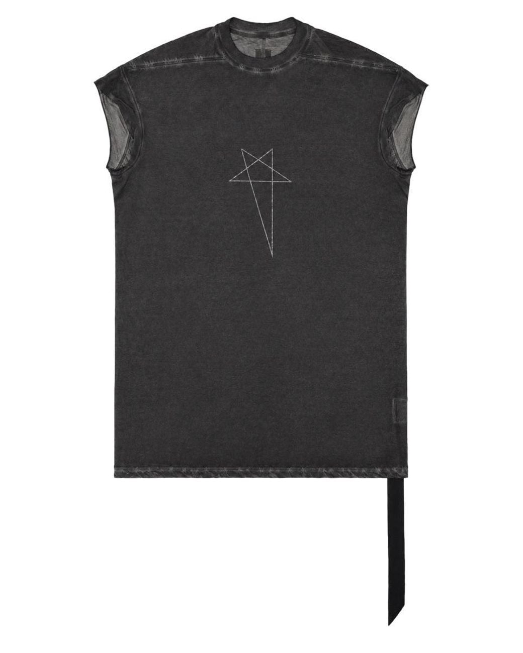 Rick Owens Black Distressed Oversized Crewneck T-Shirt for men