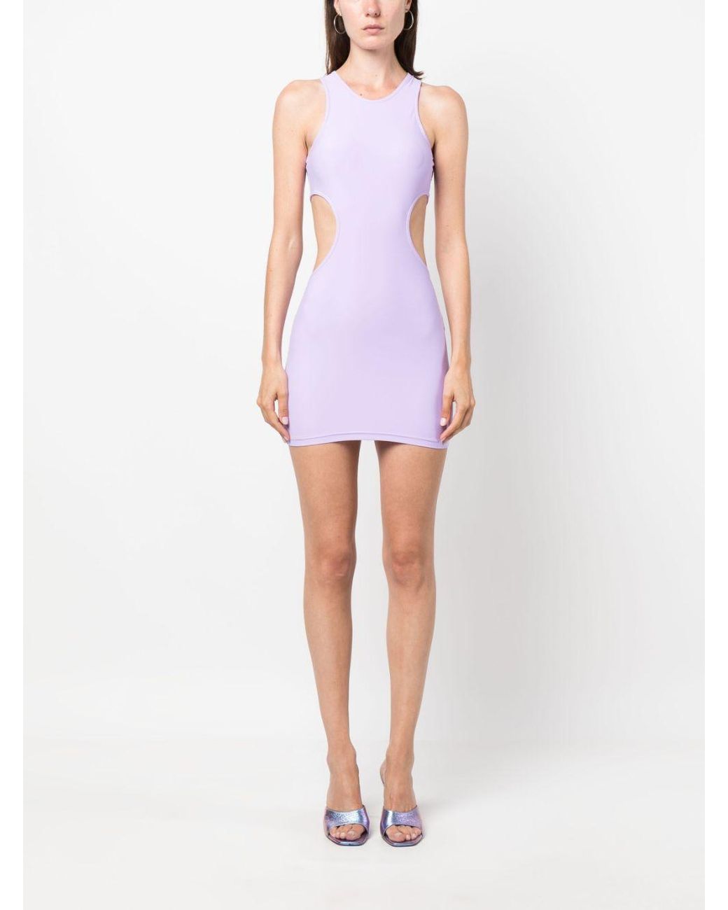 Reina Olga Purple Cut-Out Detail Short Dress