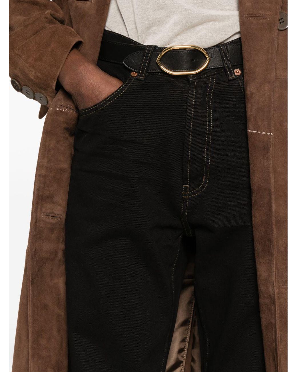 Saint Laurent Black V-Waist Long Baggy Jeans