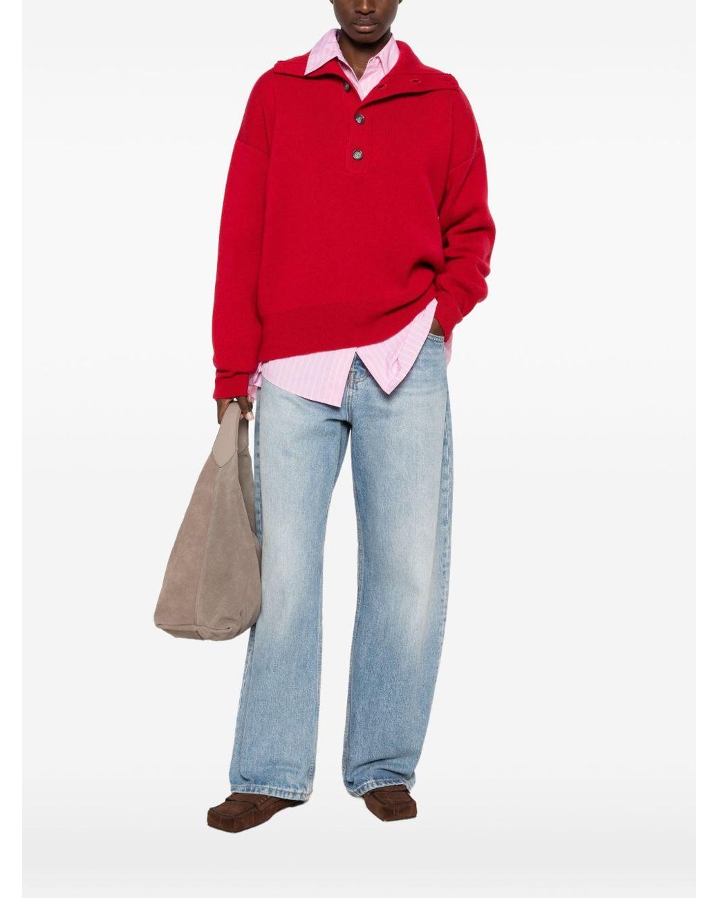 AMI Red Wool Turtle-Neck Sweater