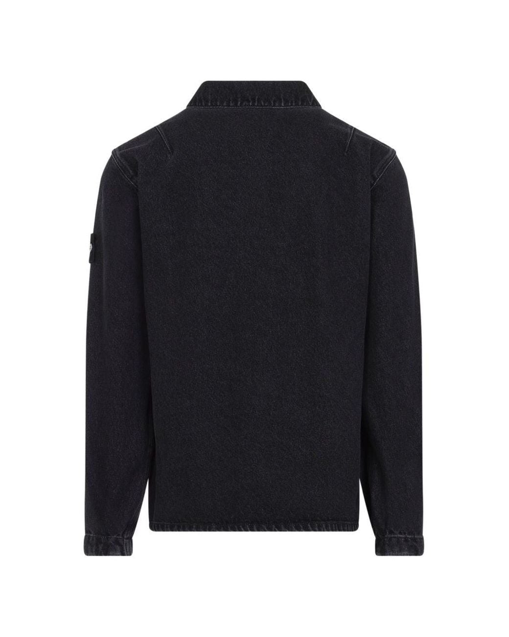 Stone Island Blue Denim Cotton Shirt