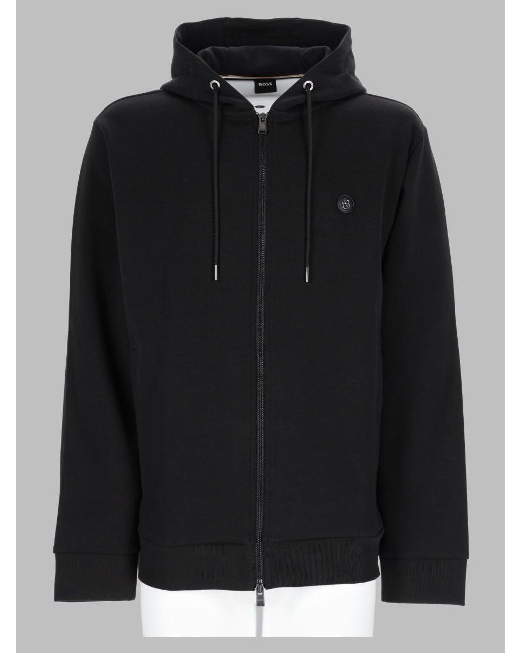 Boss Black Zip-Up Hoodie for men