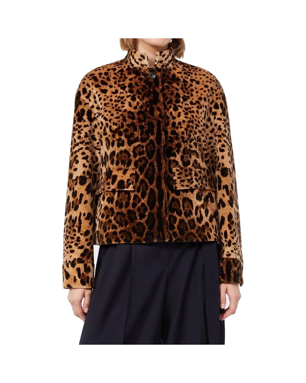 Max Mara Brown Studio Edro Leopard Jacket