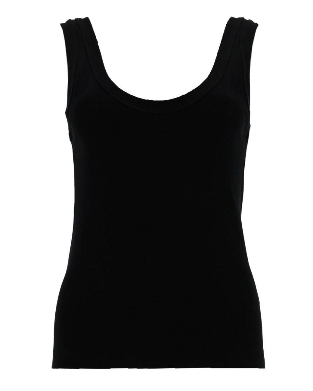 Brunello Cucinelli Black Solid Scoop Neck Top