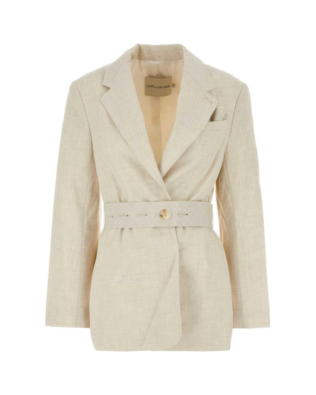 Camilla & Marc White Sand Stretch Polyester Blend Floris Blazer