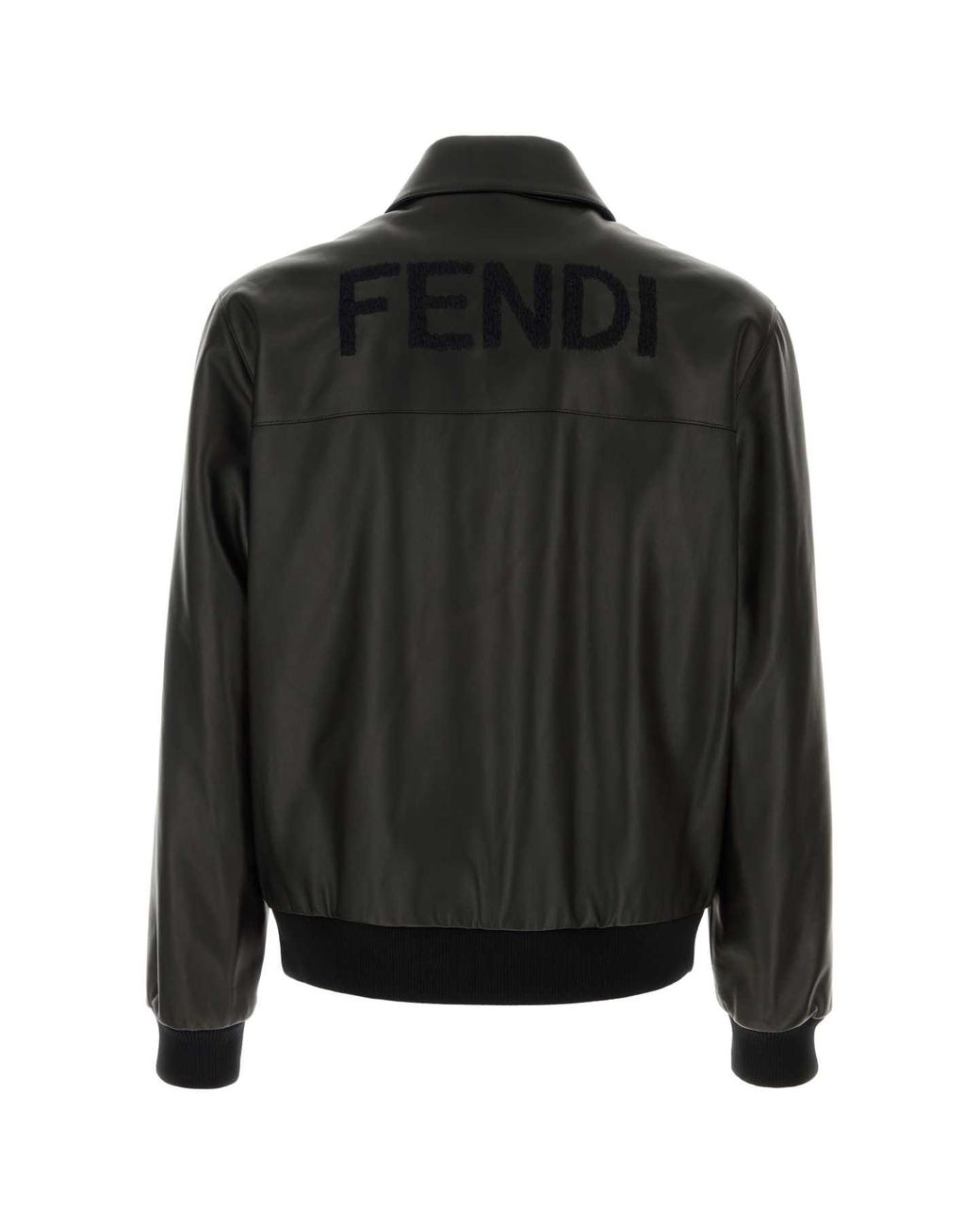 Fendi Black Fendi Leather Jacket for men