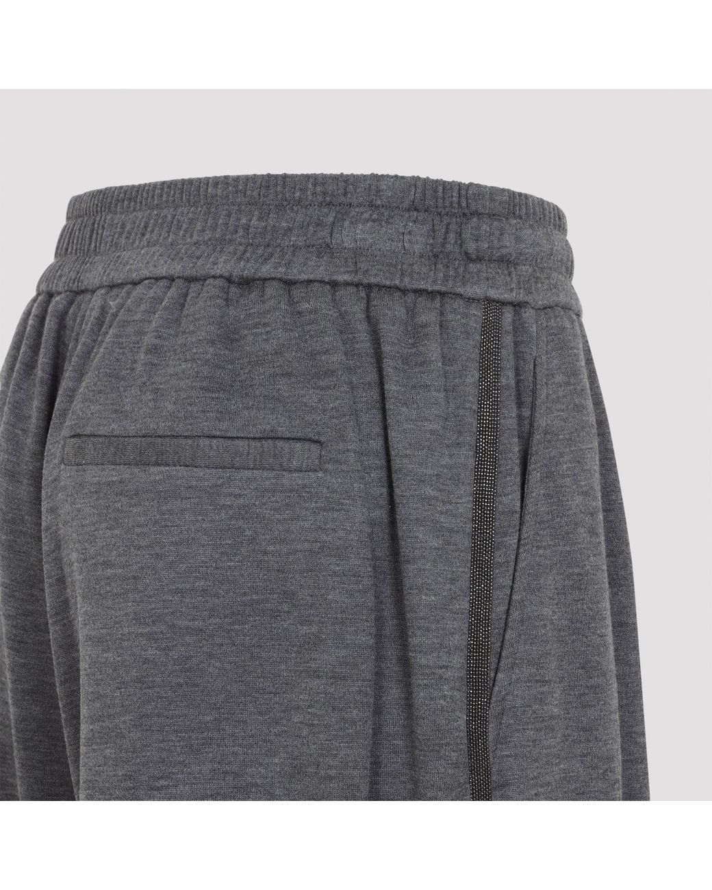 Brunello Cucinelli Gray Cotton-Silk Blend Pants