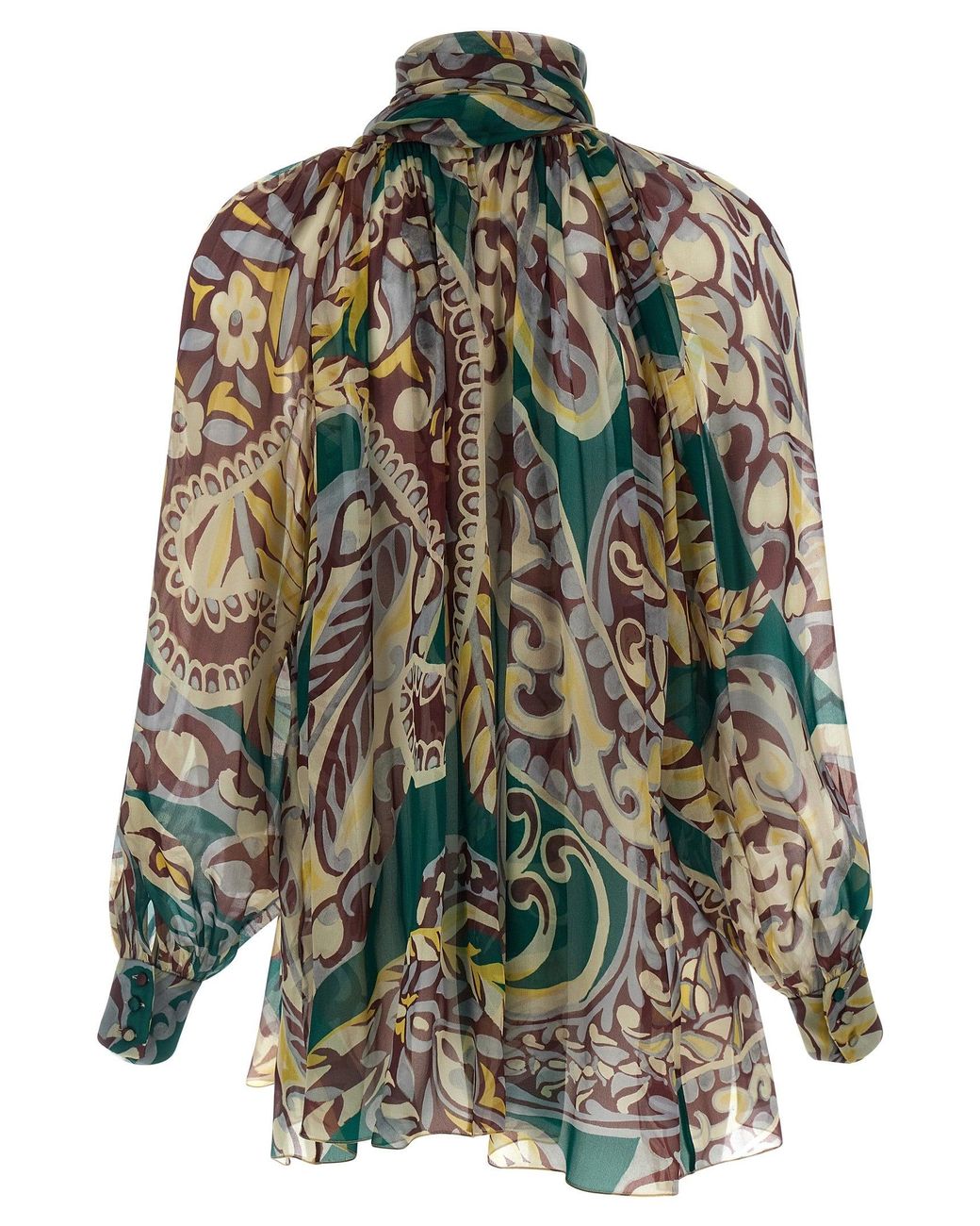 Etro Green Paisley Print Blouse Shirt And Blouse