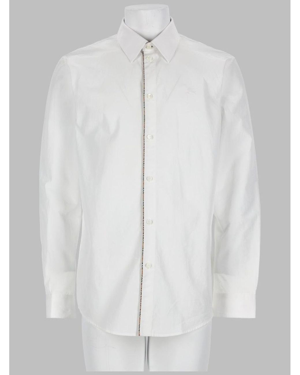 Burberry White Shirt With Check Trim, Cotton for men