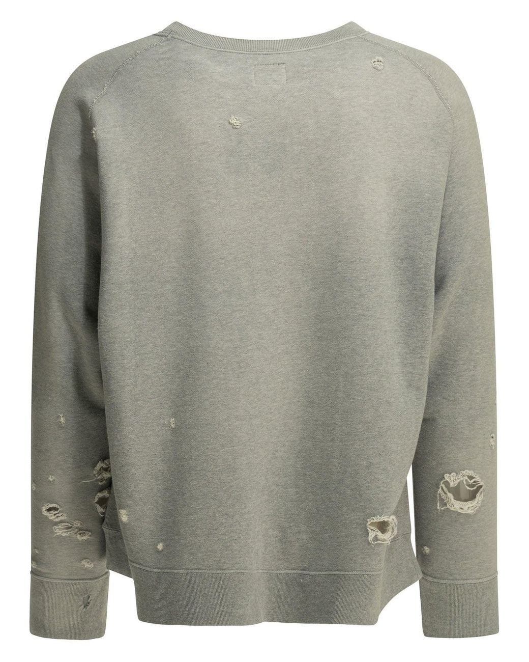 Needles Gray Deconstructed Cotton Crewneck Sweatshirt