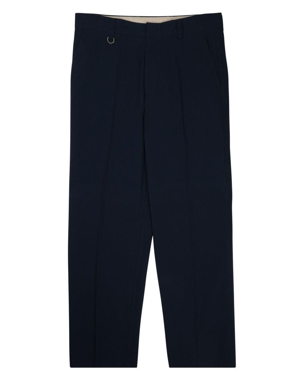 Paolo Pecora Blue Pleated Straight-Leg Trousers for men