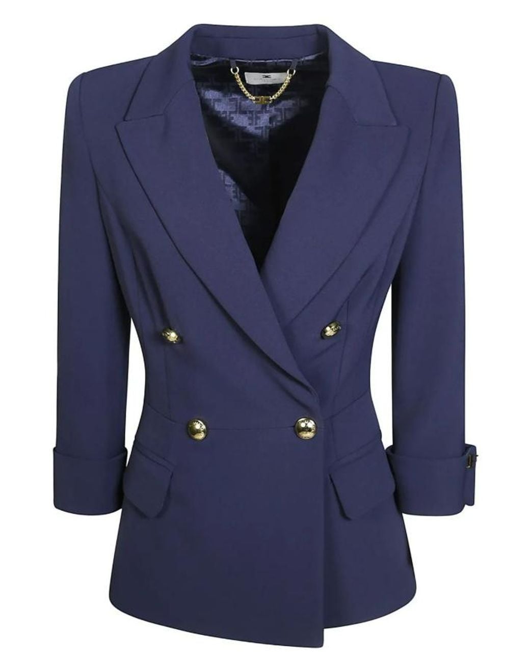Elisabetta Franchi Blue Double Crepe Stretch Blazer