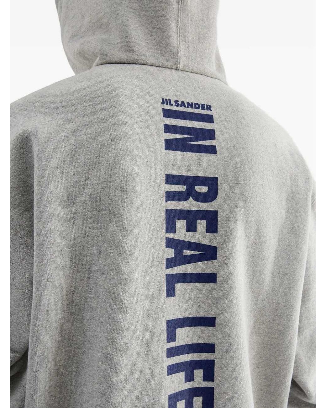 Jil Sander Gray Logo-Print Sweatshirt for men