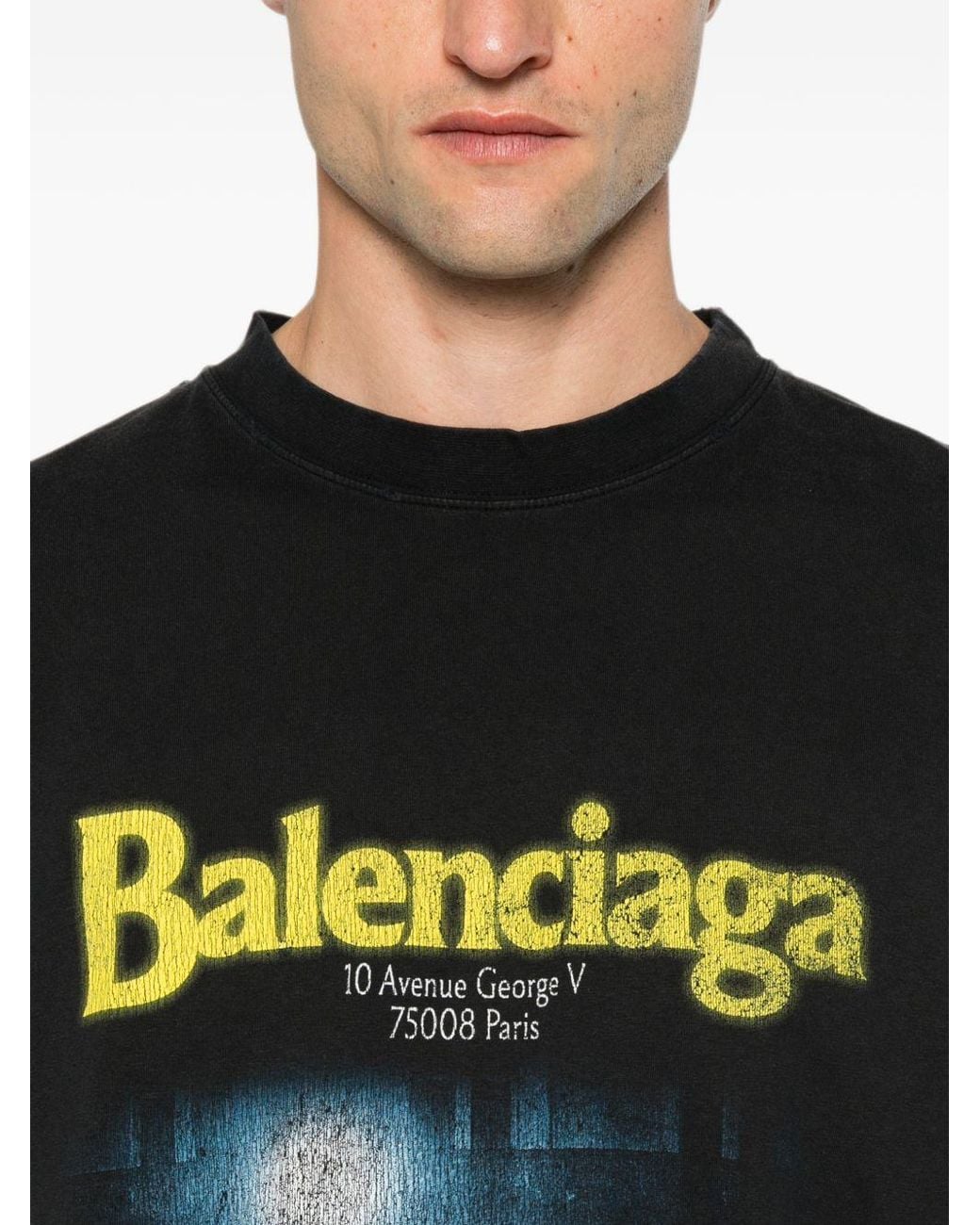 Balenciaga Black The Address Cotton T Shirt