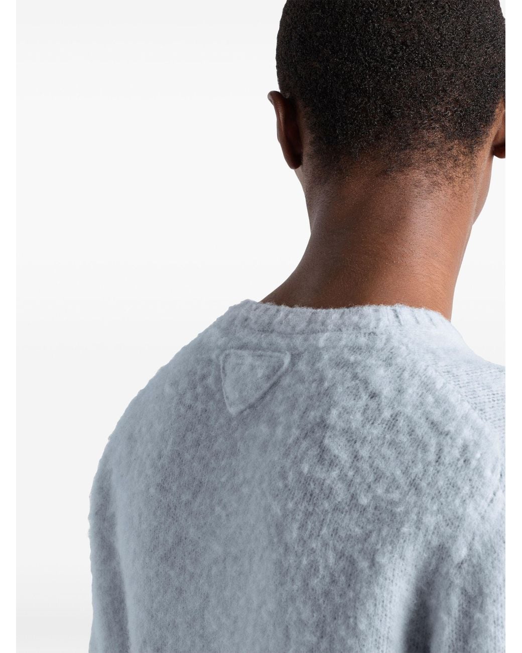 Prada Blue Wool Crew-Neck Sweater for men