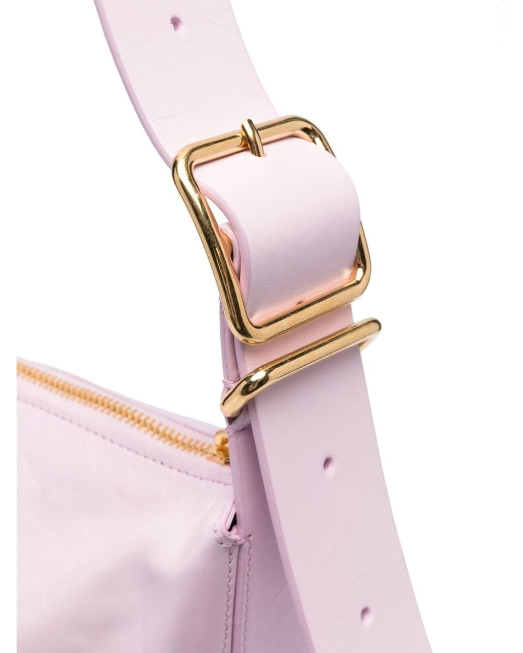 Jil Sander Pink Crinkled Leather Shoulder Bag