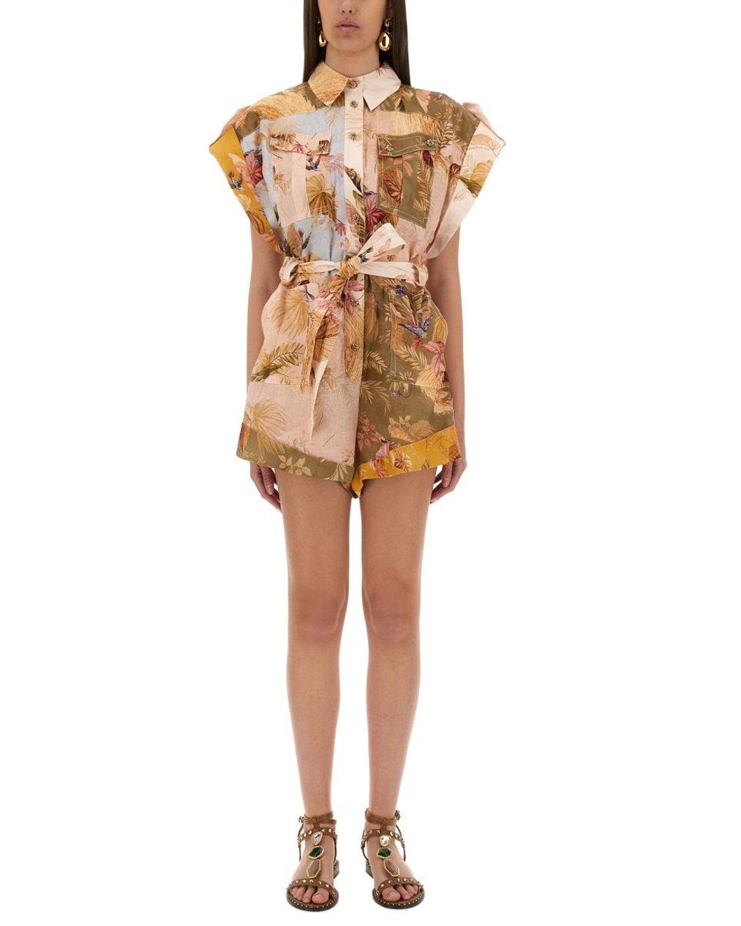 Zimmermann Natural Short Overalls With "Ascension" Lapels