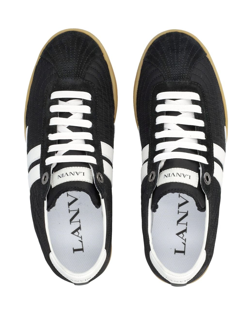 Lanvin Blue The Glen Quilted Technical Low-Top Sneakers With Contrast Inserts