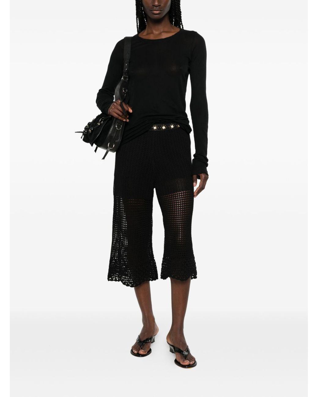 IRO Black Crochet Knit Trouser