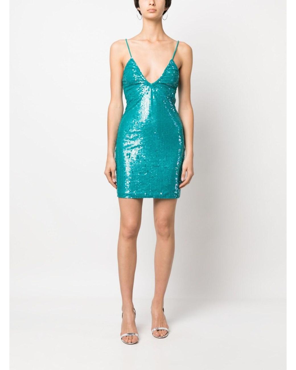P.A.R.O.S.H. Blue Sequined Mini Dress