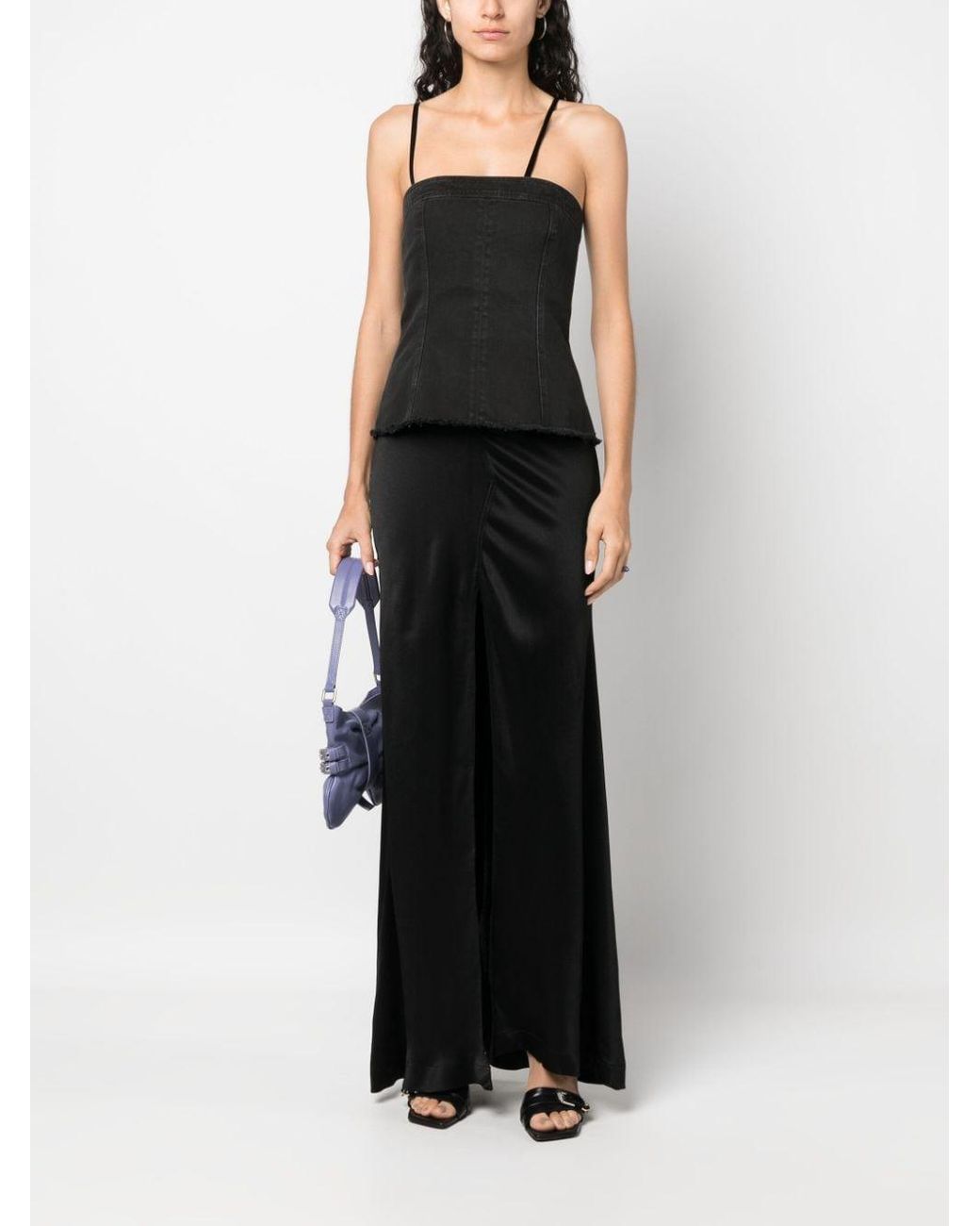 Blumarine Black Abito Raso Ins.Denim Clothing