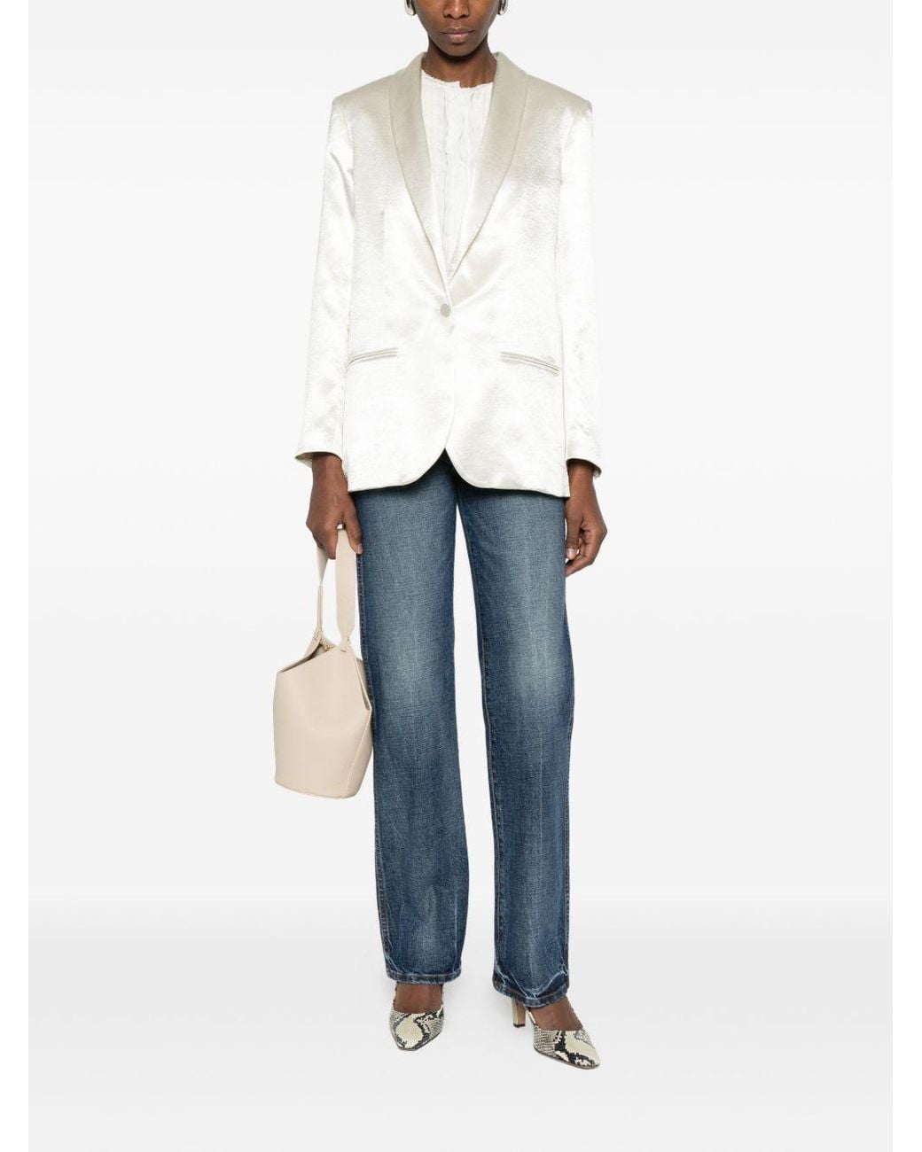 Alysi White Single-Breasted Blazer Jacket