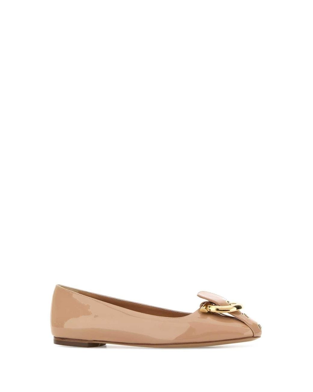 Ferragamo Brown Gancini Leather Ballet Flats