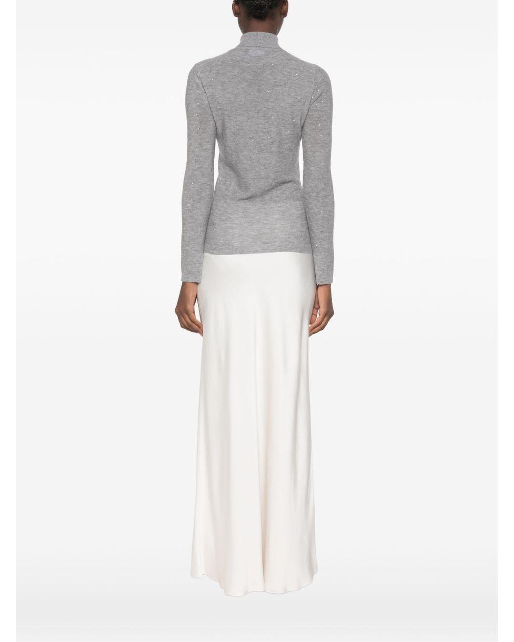 Fabiana Filippi Gray Virgin Wool Turtleneck Jumper With Micro Sequins