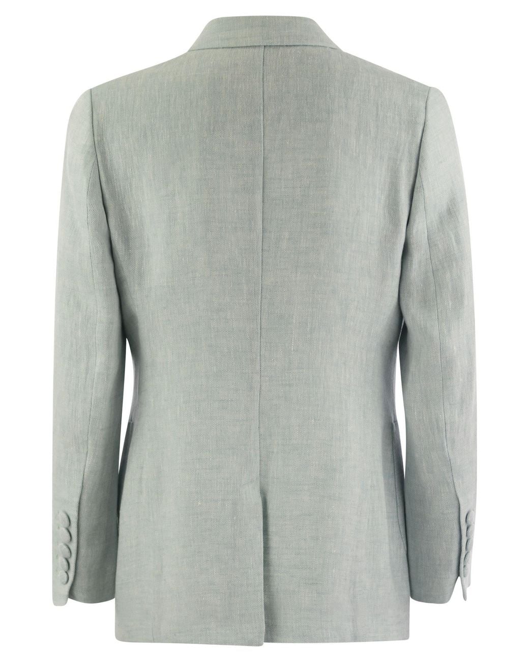 SAULINA Gray Assunta Double Breasted Linen Jacket