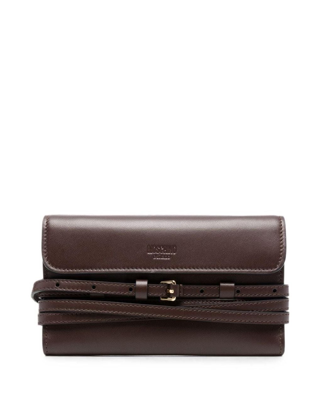 Moschino Brown Tie Me Leather Wallet