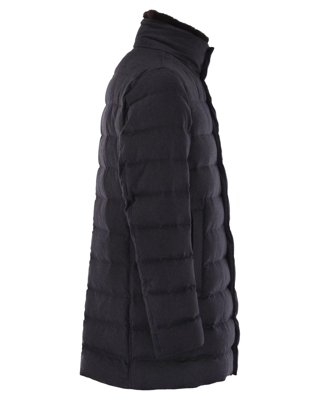 Herno Blue Down Jacket With Fur Collar for men
