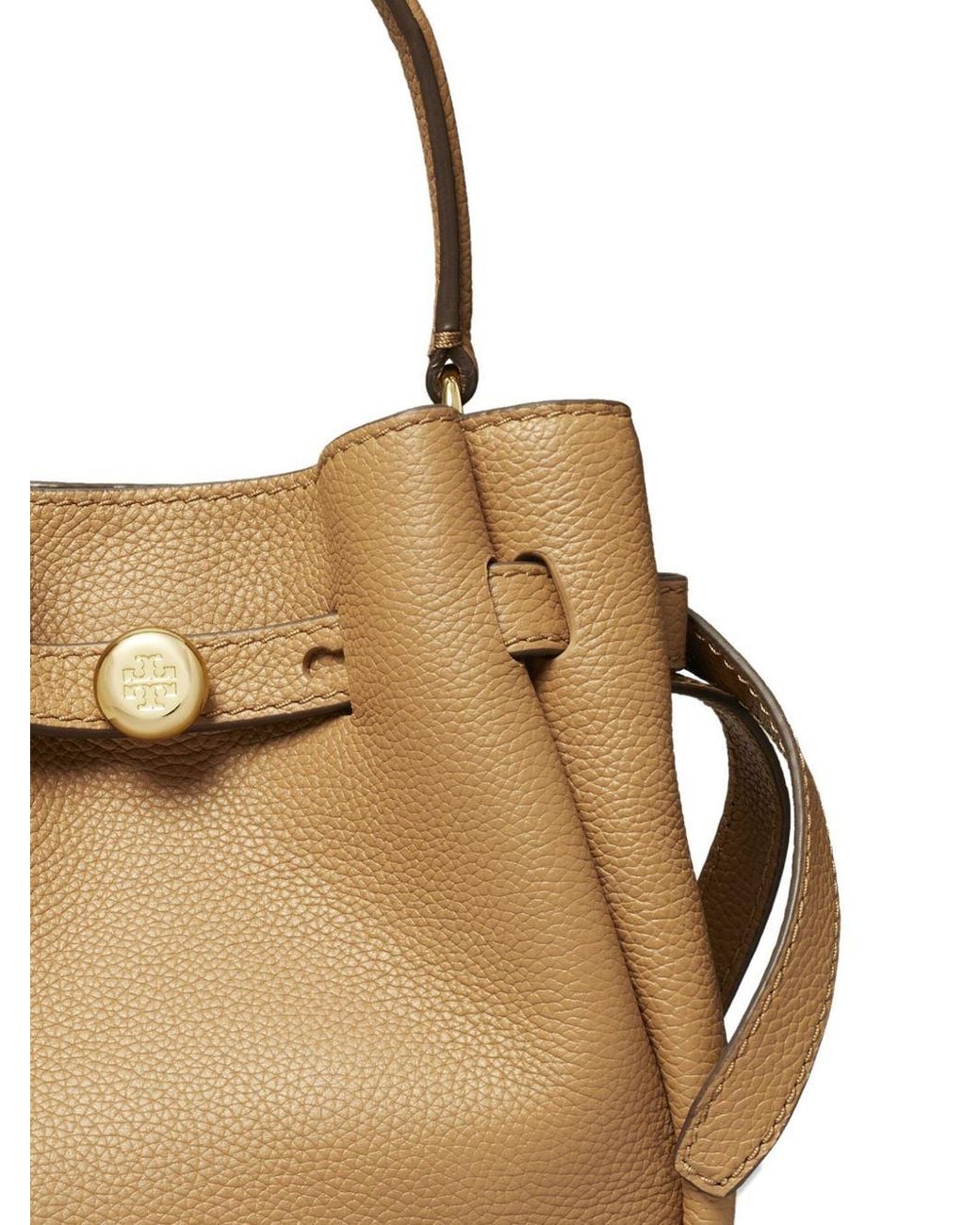 Tory Burch Natural Romy Mini Leather Bucket Bag