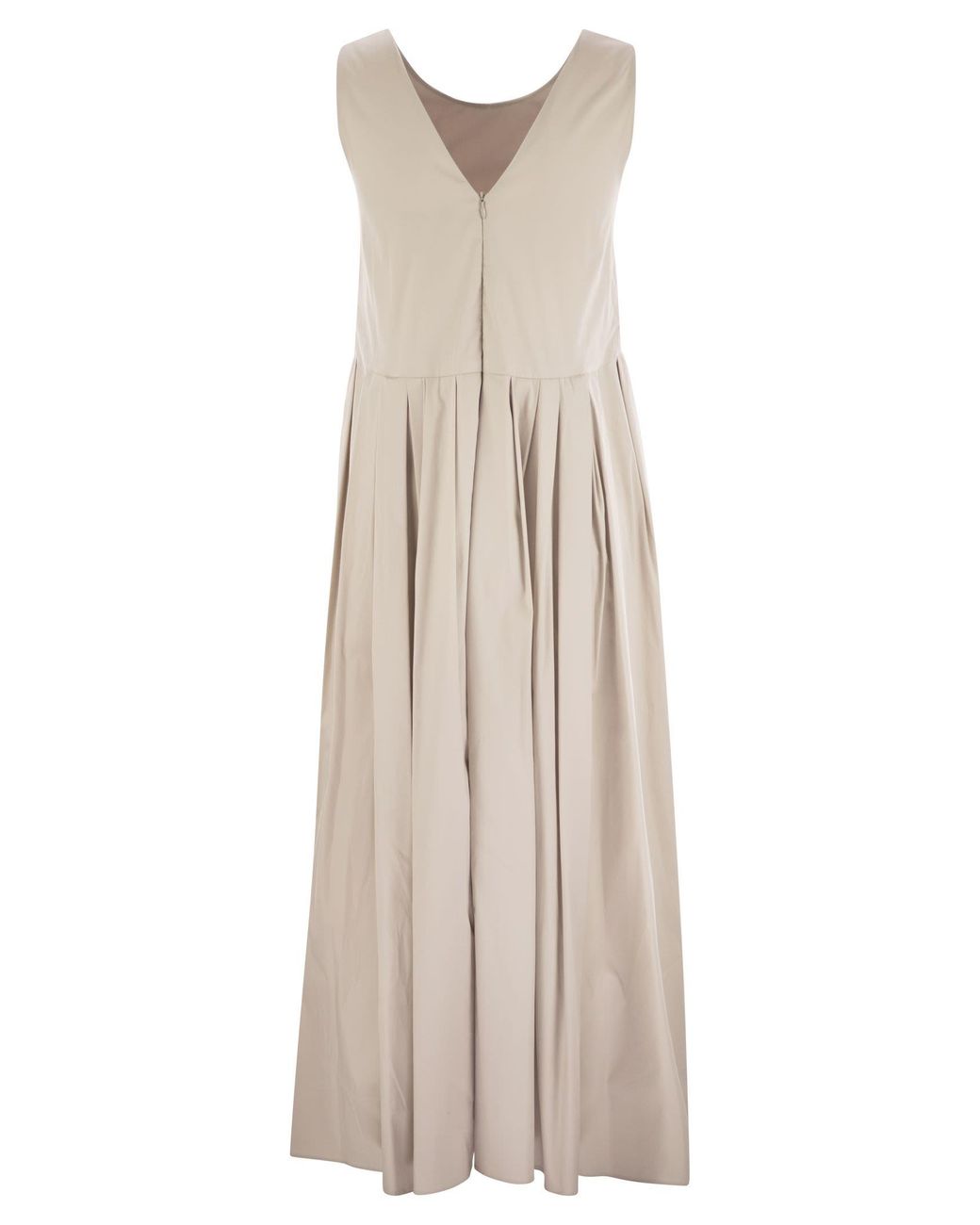 Max Mara Moira Poplin Sleeveless Dress in Natural | Lyst