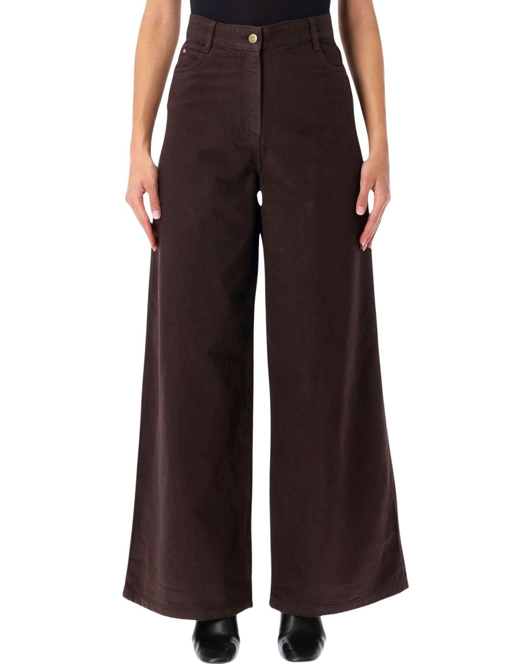 Sessun Black High-Waist Wide-Leg Cotton Jeans