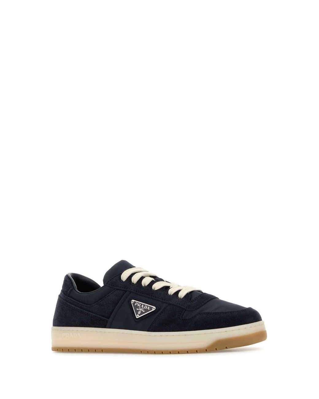 Prada Blue Canvas And Suede Downtown Sneakers for men