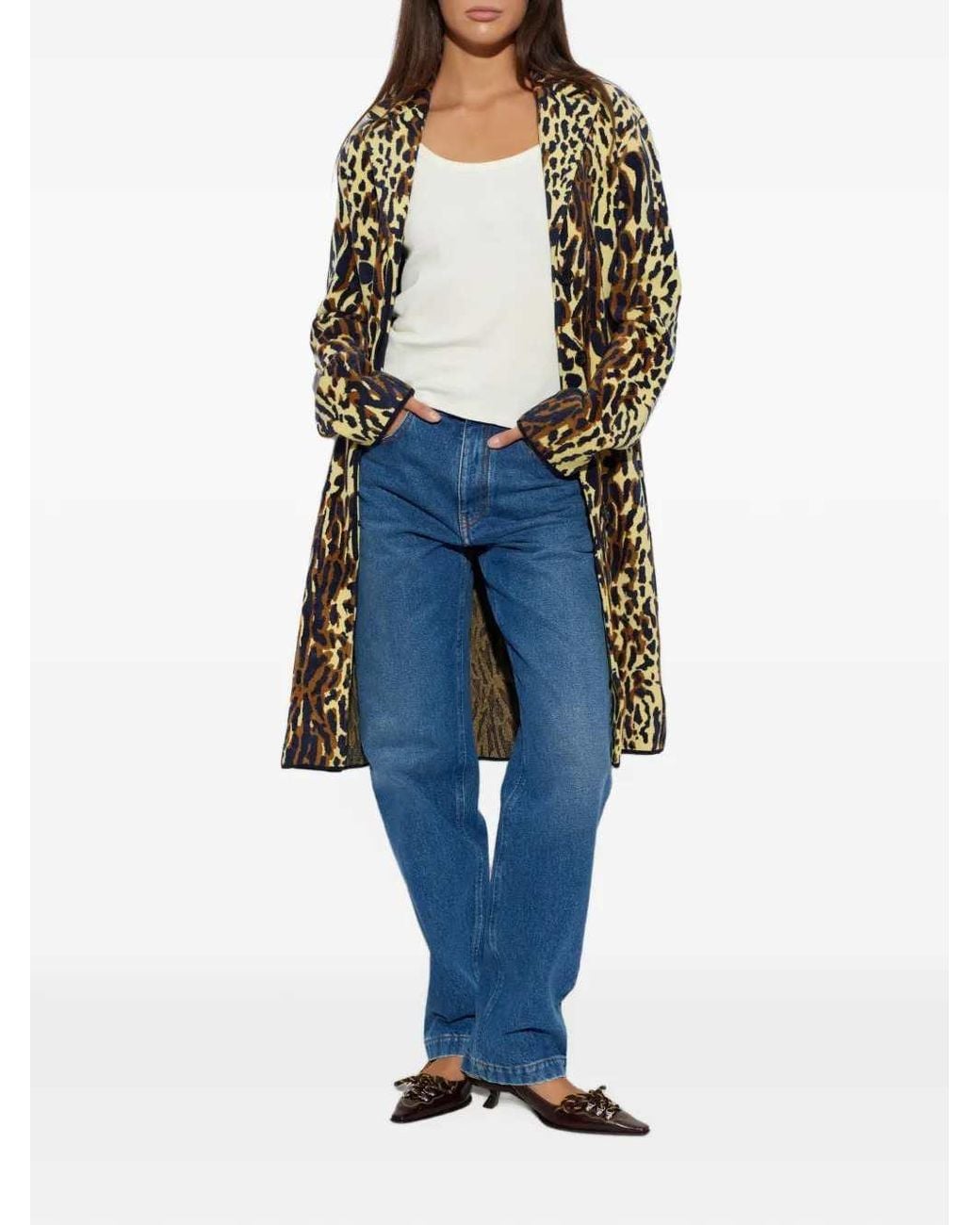 Marni White Animal-Print Wool Chenille Coat