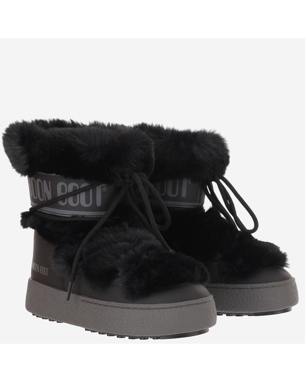 Moon Boot Black Ltrack Tube Faux Fur Ankle Boots