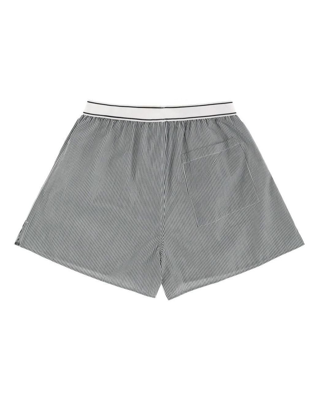 SPORTY&RICH Gray Striped Logo Shorts